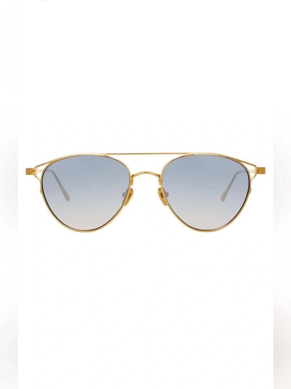 Linda Farrow Omar Gold Aviator Sunglasses LFL804 C7 Titanium NWT Full Set